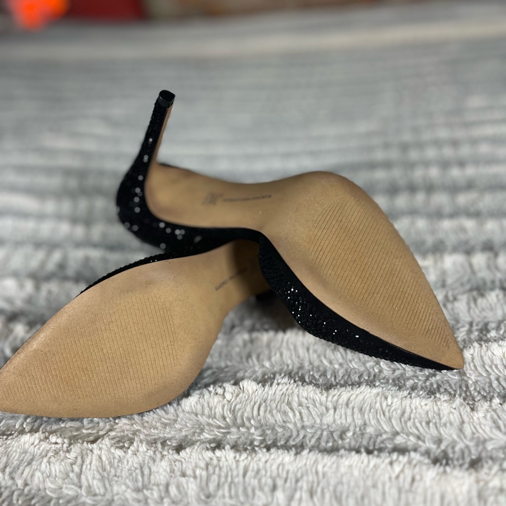 INC International Concepts Black Glitter Pointed-Toe Stiletto Heels - Picture 8 of 8